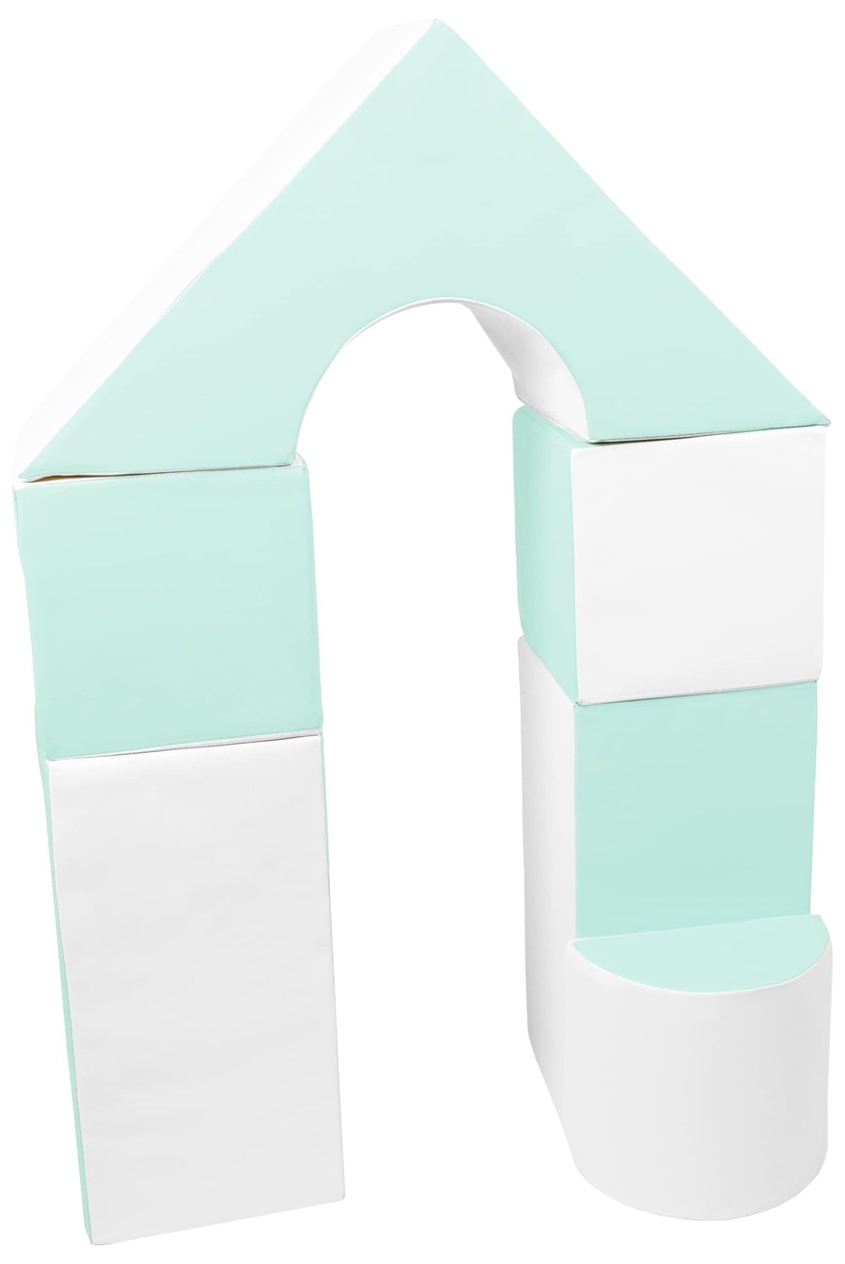 Foam Soft Play Mini Castle Set 6 Large Blocks for Toddlers - White & Mint