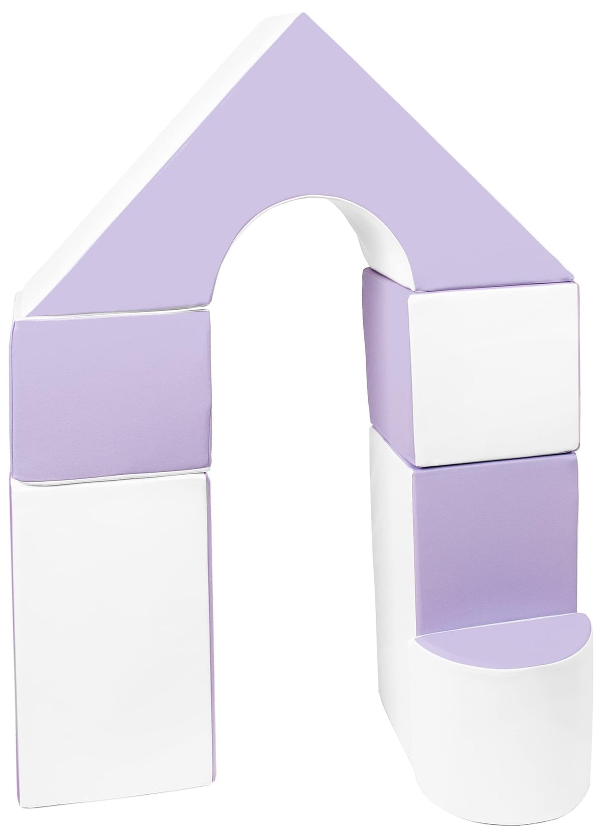 Foam Soft Play Mini Castle Set 6 Large Blocks for Toddlers - White & Lilac