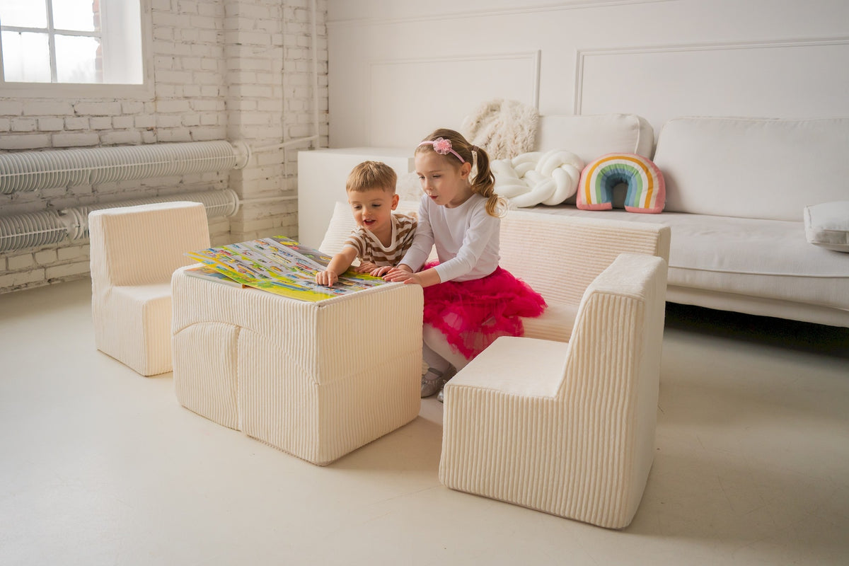 Corduroy Children's Foam Furniture Set 4 Piece