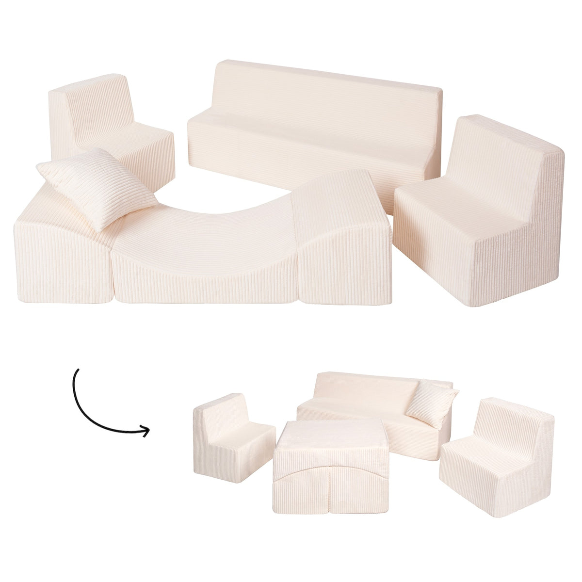 Corduroy Children's Foam Furniture Set 4 Piece