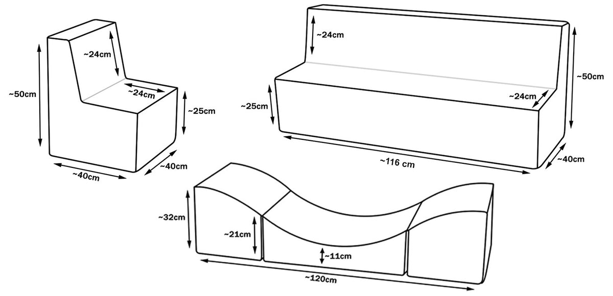 Corduroy Children's Foam Furniture Set 4 Piece