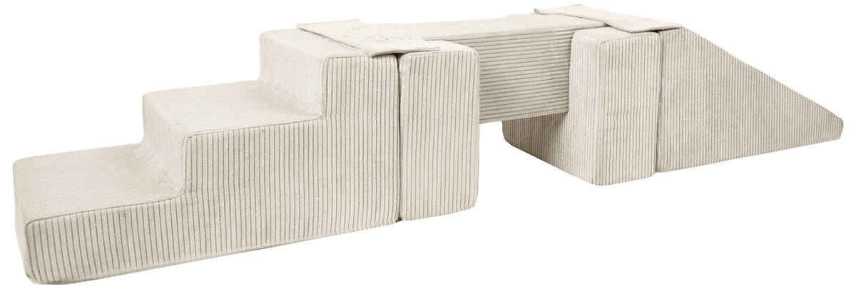Foam Soft Play Footbridge with Slide Set 5 Large Blocks - Cream (Corduroy)