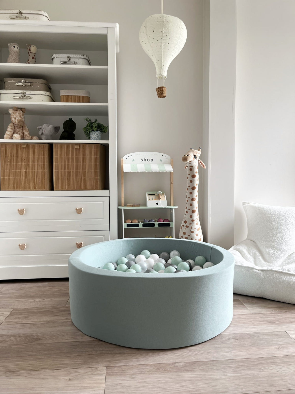 Cotton ball pit lifestyle photo