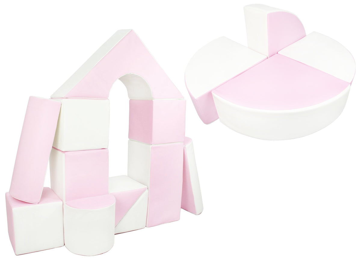Foam Soft Play Castle & Wheel Set 15 Large Blocks