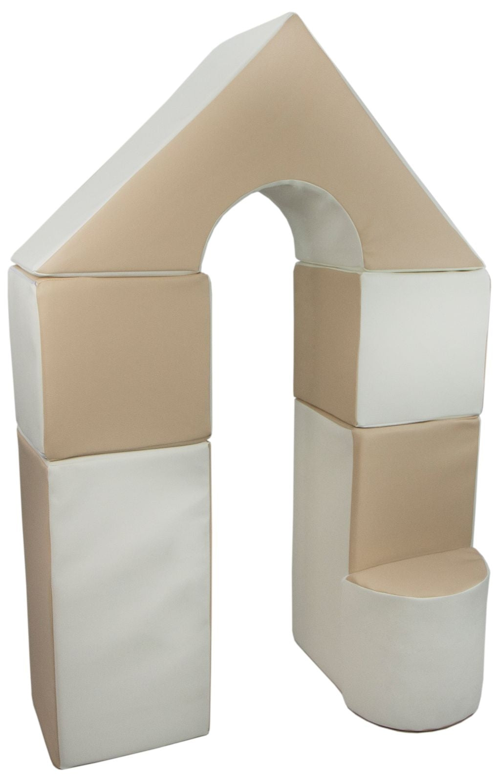 Foam Soft Play Mini Castle Set 6 Large Blocks for Toddlers - White & Cappuccino