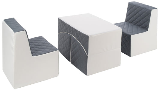 Quilted Eco Leather Kids Furniture Set 3 Piece - 2 Chairs & Lounger