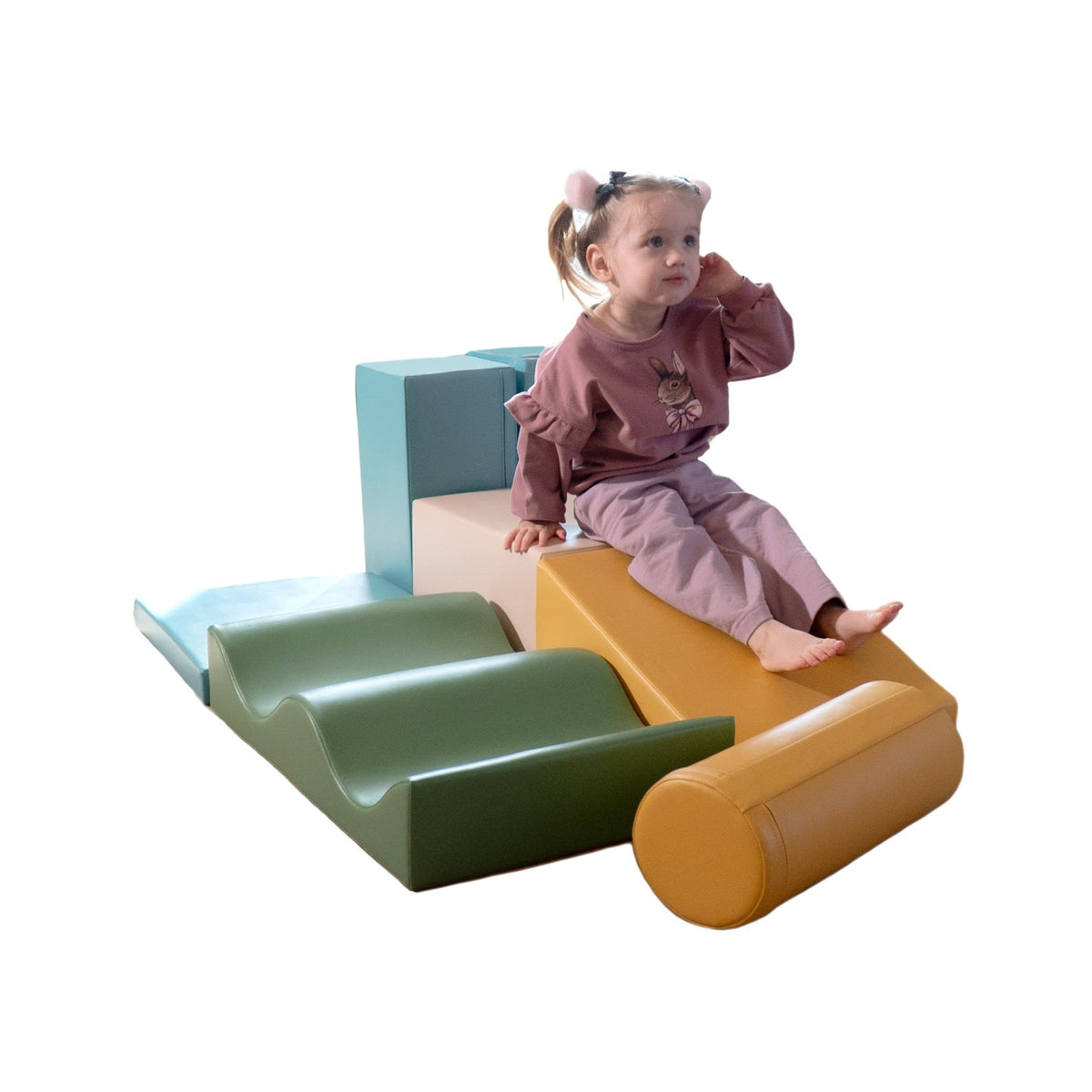 Soft play discoverer set pastel turquoise and beige colourway