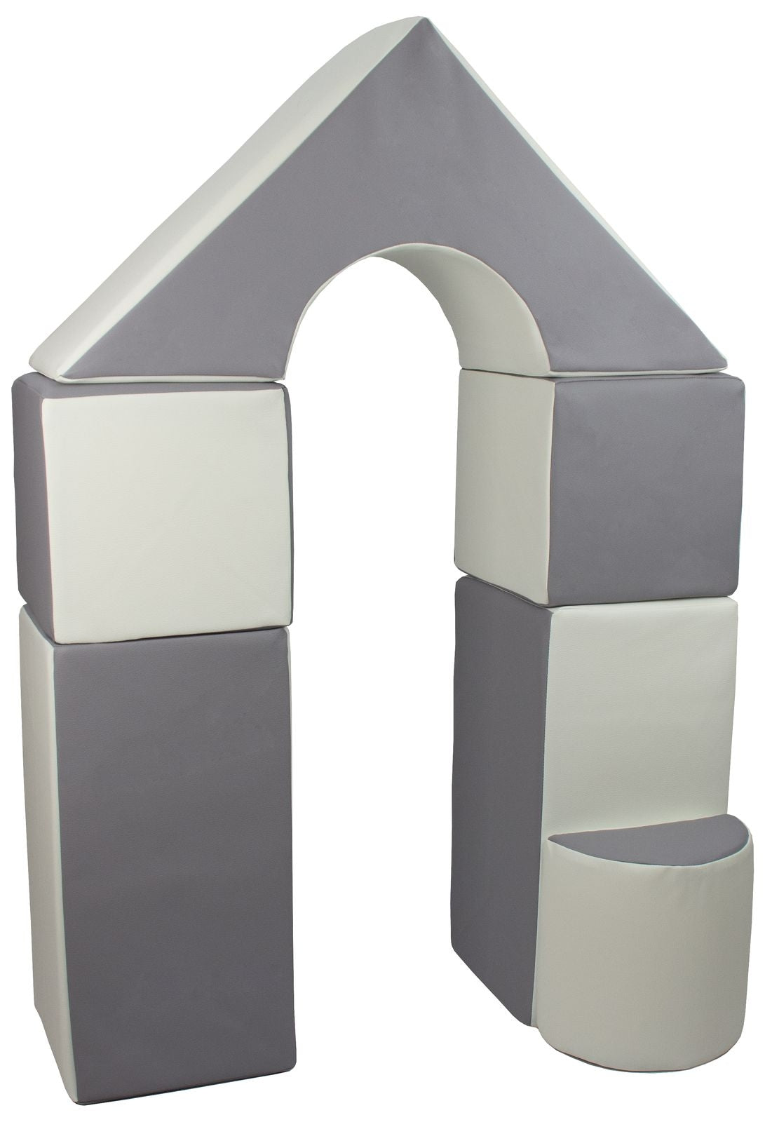 Foam Soft Play Mini Castle Set 6 Large Blocks for Toddlers - White & Grey