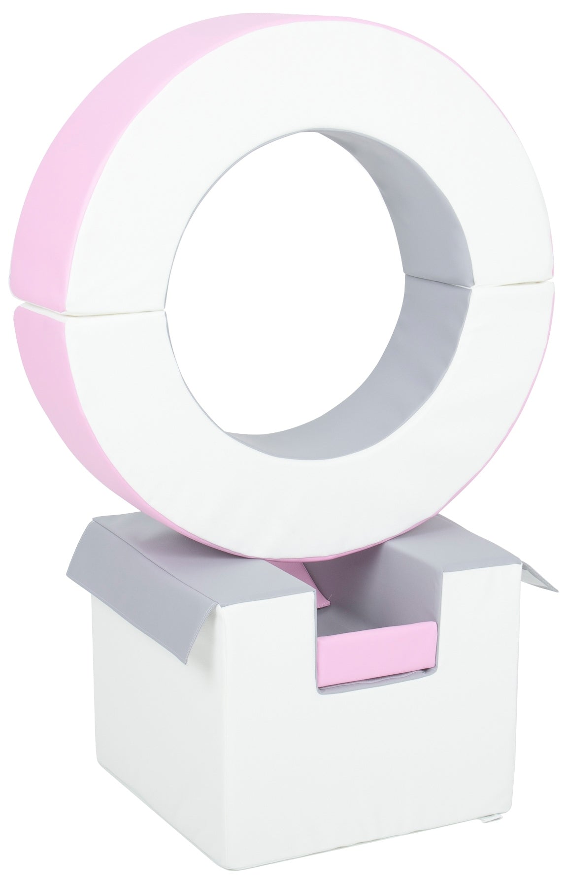 Foam Soft Play Mini Hoop Set 3 Large Blocks for Toddlers - White, Light Pink & Grey