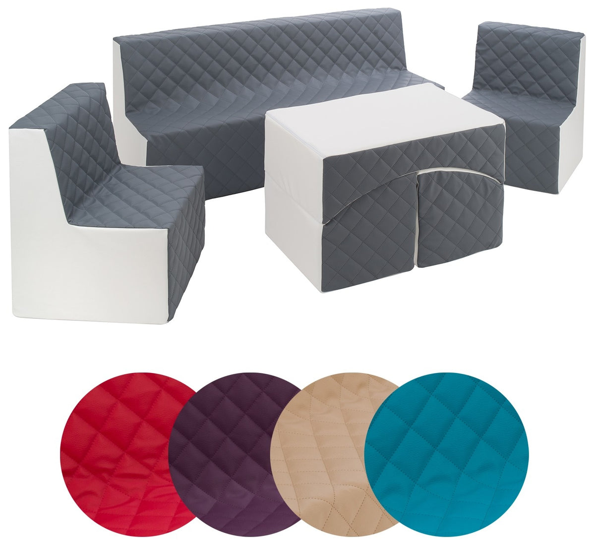 Quilted Eco Leather Kids Furniture Set 4 Piece