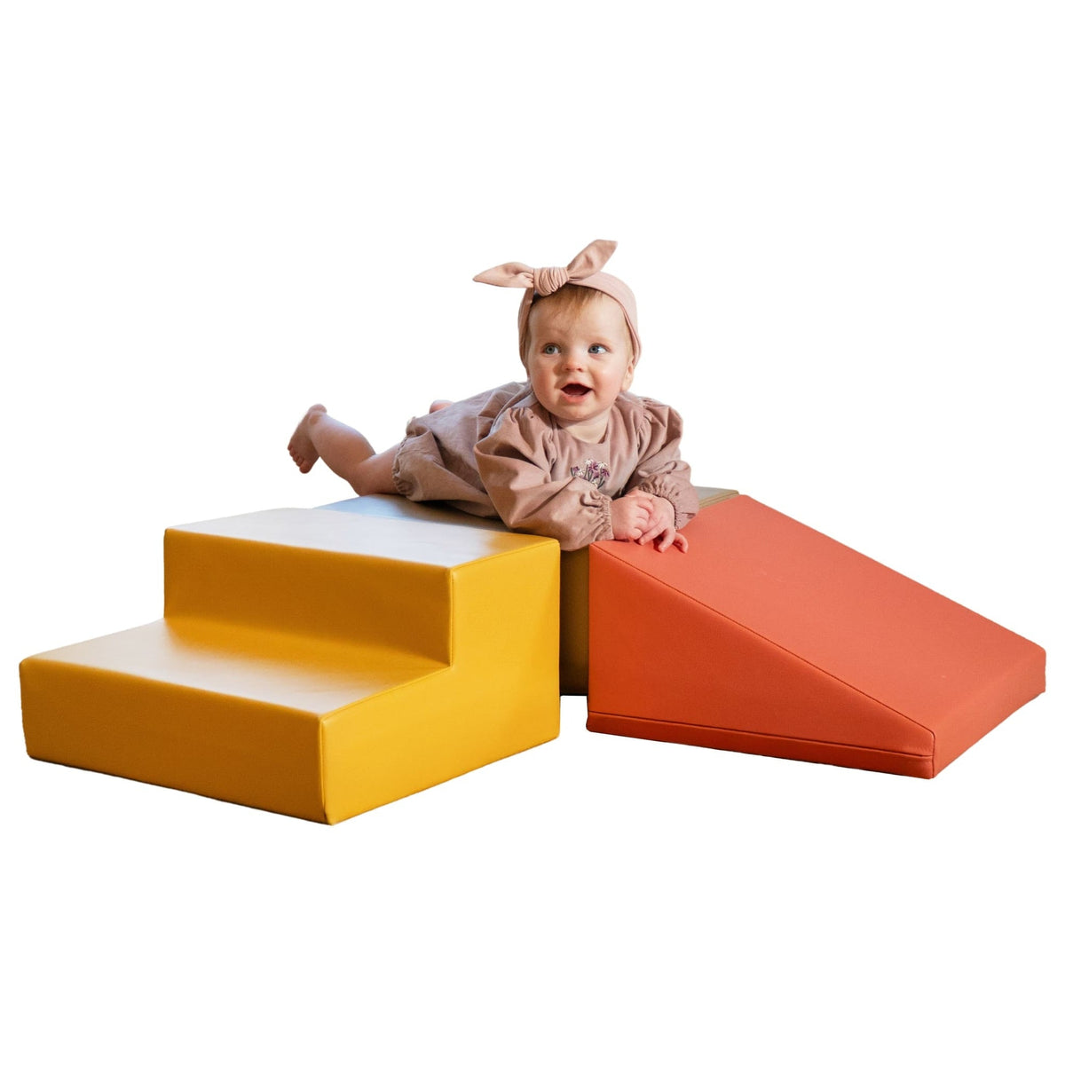 Mini Climbie soft play climbing set in pastel pink