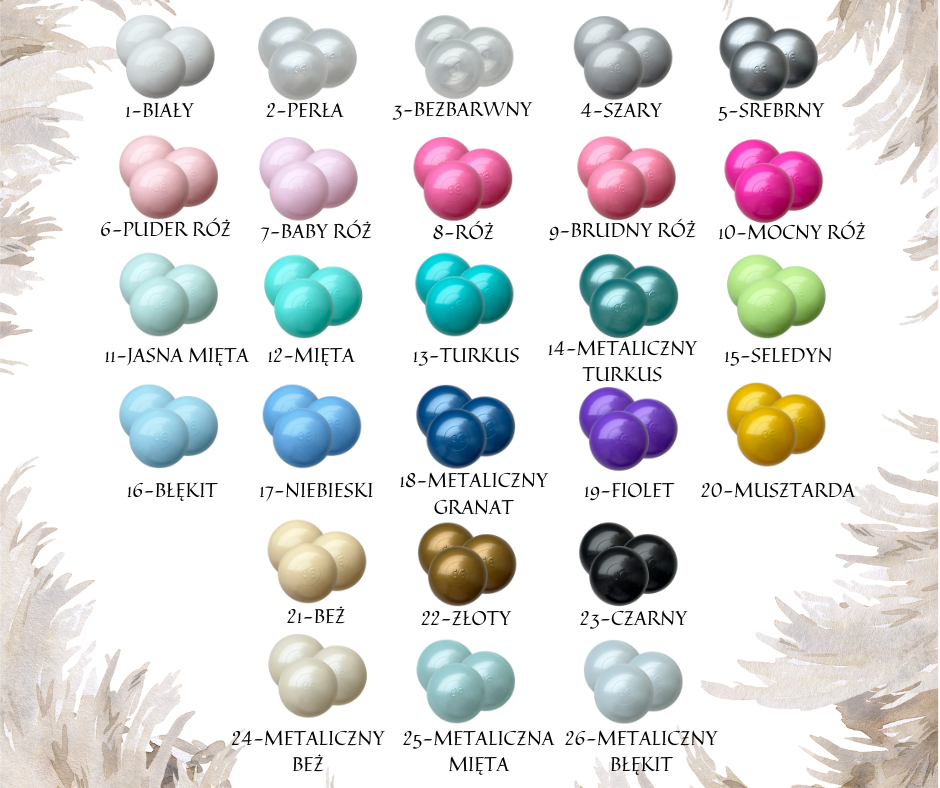 Ball pit ball colour chart