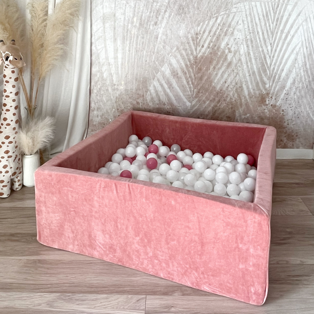 Velvet Square Ball Pit 106 x 106 x 40cm with Balls lifestyle photo